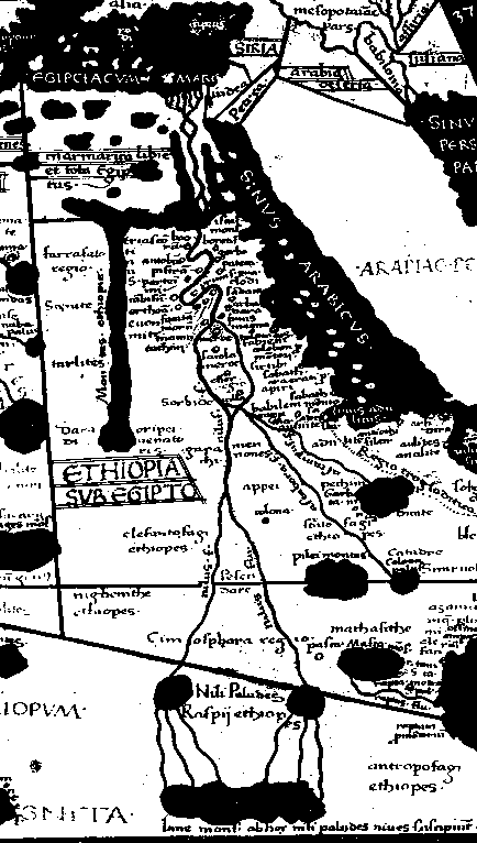プトレマイオス地図：(その2)ナイル河口から水源湖までの流域