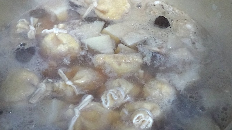 有精卵の袋煮と野菜の煮物